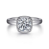 14K White Gold Deedie Round Diamond Hidden Halo Engagement Ring