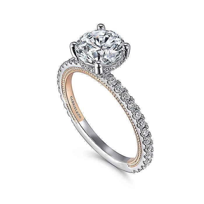 14K White And Rose Gold Danita Classic Round Diamond Engagement Ring