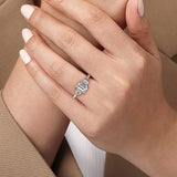 14K White Gold Stephi Three Stone Emerald Cut Diamond Engagement Ring
