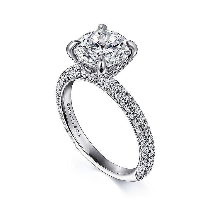 14K White Gold Xenia Round Diamond Engagement Ring