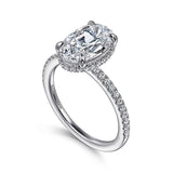 14K White Gold Allesia Oval Cut Hidden Halo Diamond Engagement Ring
