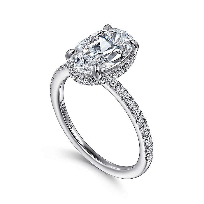 14K White Gold Allesia Hidden Halo Oval Diamond Engagement Ring
