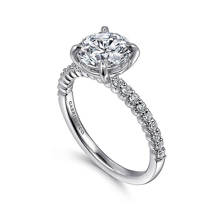 14K White Gold Krete Round Diamond Engagement Ring