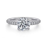 14K White Gold Krete Classic Round Natural Diamonds Engagement Ring