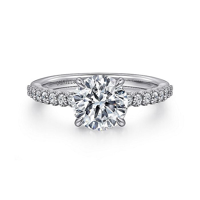 14K White Gold Krete Round Diamond Engagement Ring
