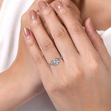 14K White Gold Dela Three Stone Round Diamond Engagement Ring