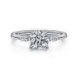 14K White Gold Dela Round Three Stone Diamond Engagement Ring