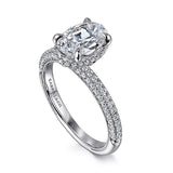 14K White Gold Caly Hidden Halo Oval Diamond Engagement Ring