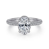 14K White Gold Caly Oval Hidden Halo Diamond Engagement Ring