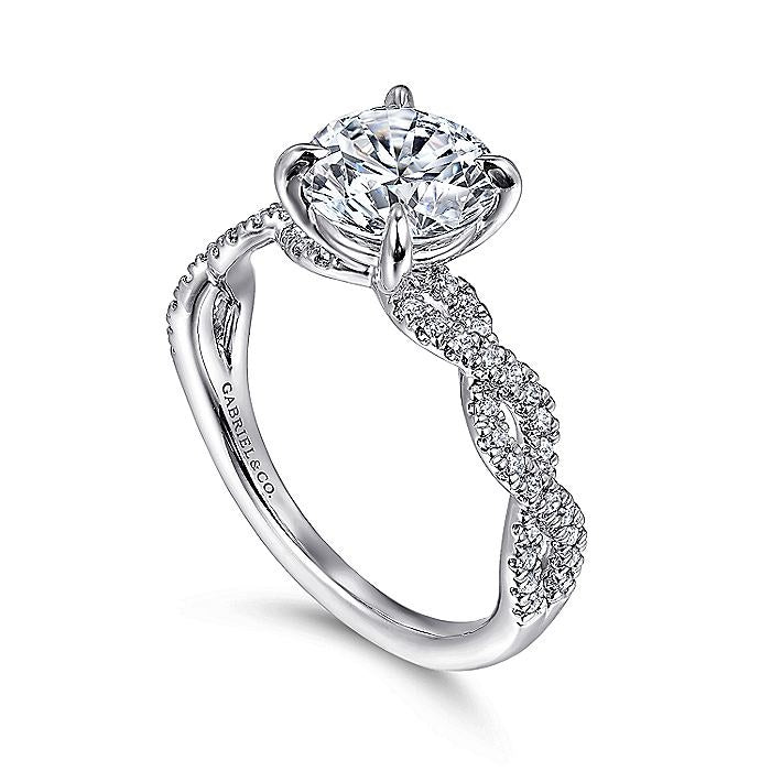 14K White Gold Josefina Twisted Round Diamond Engagement Ring