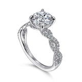 14K White Gold Josefina Twisted Round Diamond Engagement Ring