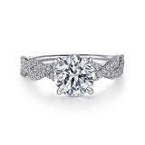 14K White Gold Josefina Twisted Round Diamond Engagement Ring