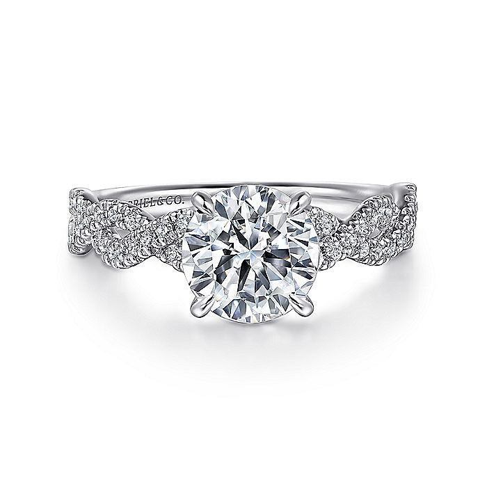 14K White Gold Josefina Twisted Round Diamond Engagement Ring