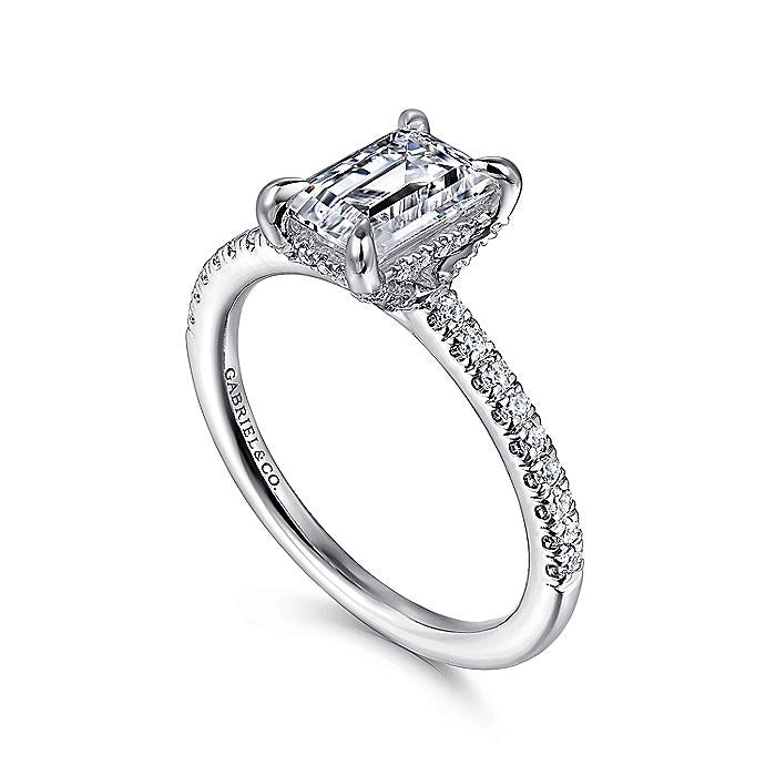 14K White Gold Franka Emerald Cut Diamond Engagement Ring