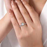 14K White Gold Franka Emerald Cut Diamond Engagement Ring