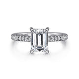 14K White Gold Franka Classic Emerald Cut Diamond Engagement Ring