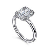 14K White Gold Cammie Halo Emerald Cut Diamond Engagement Ring