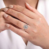 14K White Gold Cammie Halo Emerald Cut Diamond Engagement Ring