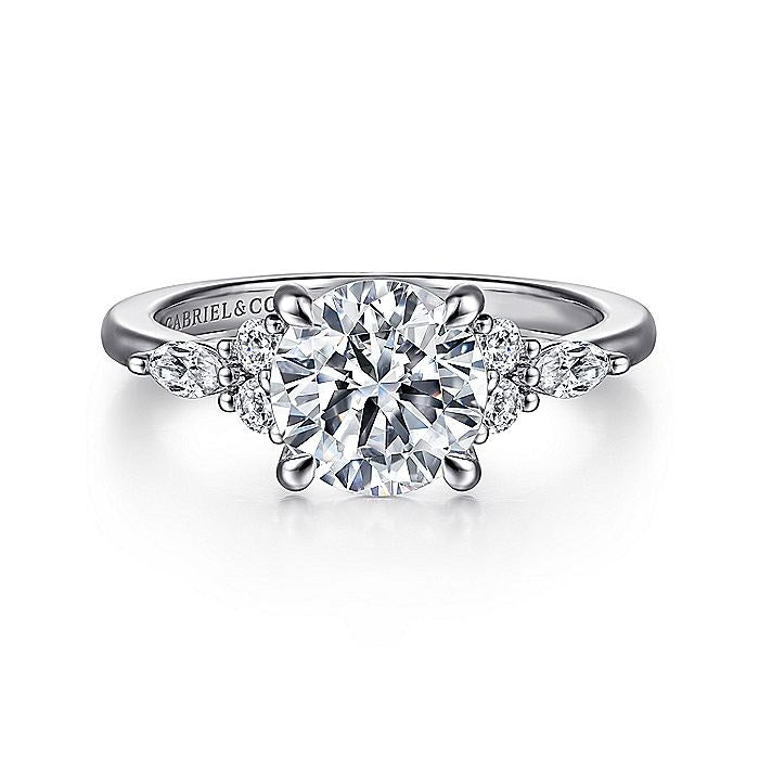 14K White Gold Avah Round Diamond Engagement Ring