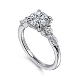 14K White Gold Cian Classic Five Stone Round Diamond Engagement Ring
