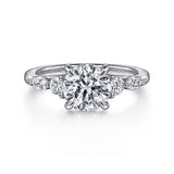 14K White Gold Cian Classic Five Stone Round Diamond Engagement Ring
