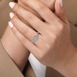 14K White Gold Wave Five Stone Round Diamond Engagement Ring