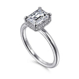 14K White Gold Catallina Emerald Cut Halo Diamond Engagement Ring