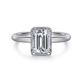 14K White Gold Catallina Emerald Cut Halo Diamond Engagement Ring