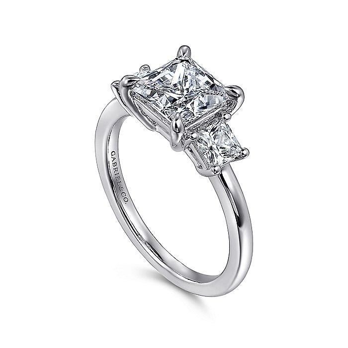 14K White Gold Antonia Three Stone Princess Diamond Engagement Ring