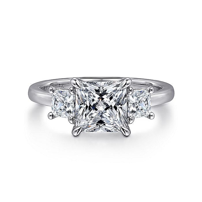 14K White Gold Antonia Three Stone Princess Diamond Engagement Ring