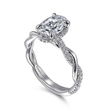 14K White Gold Ama Oval Halo Diamond Engagement Ring