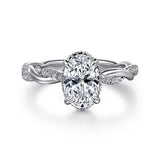 14K White Gold Ama Oval Halo Diamond Engagement Ring