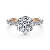 14K White And Rose Gold Lanie Round Halo Diamond Engagement Ring