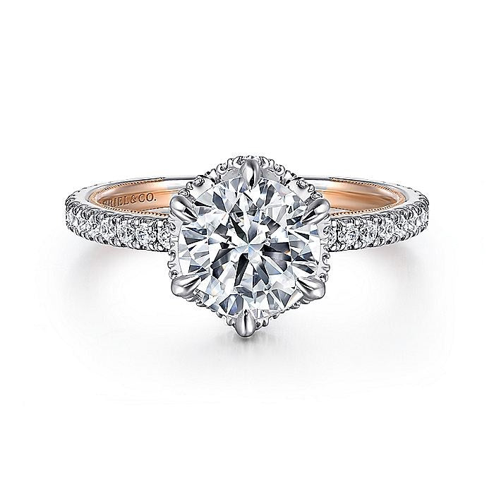 14K White And Rose Gold Lanie Round Halo Diamond Engagement Ring