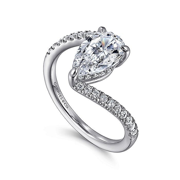 14K White Gold Leina Pear Shape Bypass Diamond Engagement Ring