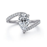 14K White Gold Leina Pear Shape Bypass Diamond Engagement Ring