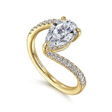 14K Yellow Gold Leina Bypass Pear Diamond Engagement Ring