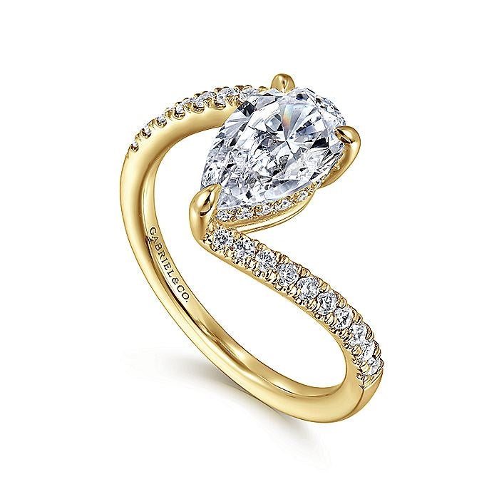 14K Yellow Gold Leina Bypass Pear Diamond Engagement Ring