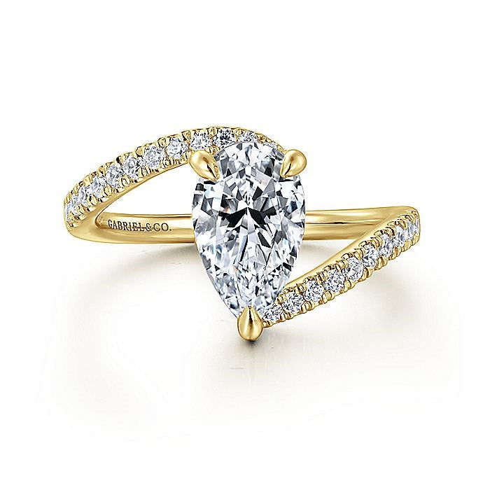 14K Yellow Gold Leina Bypass Pear Diamond Engagement Ring