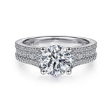14K White Gold ‘Carver’ Wide Band Engagement Ring