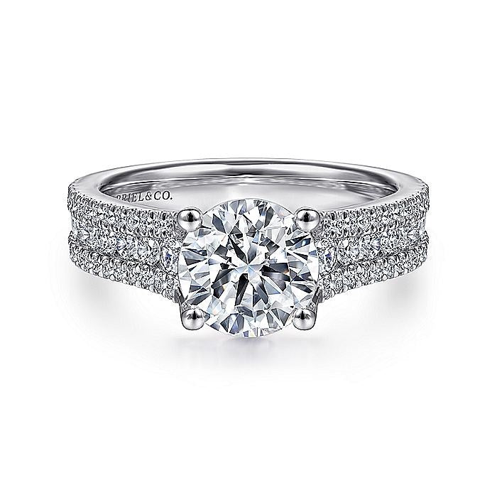 14K White Gold ‘Carver’ Wide Band Engagement Ring