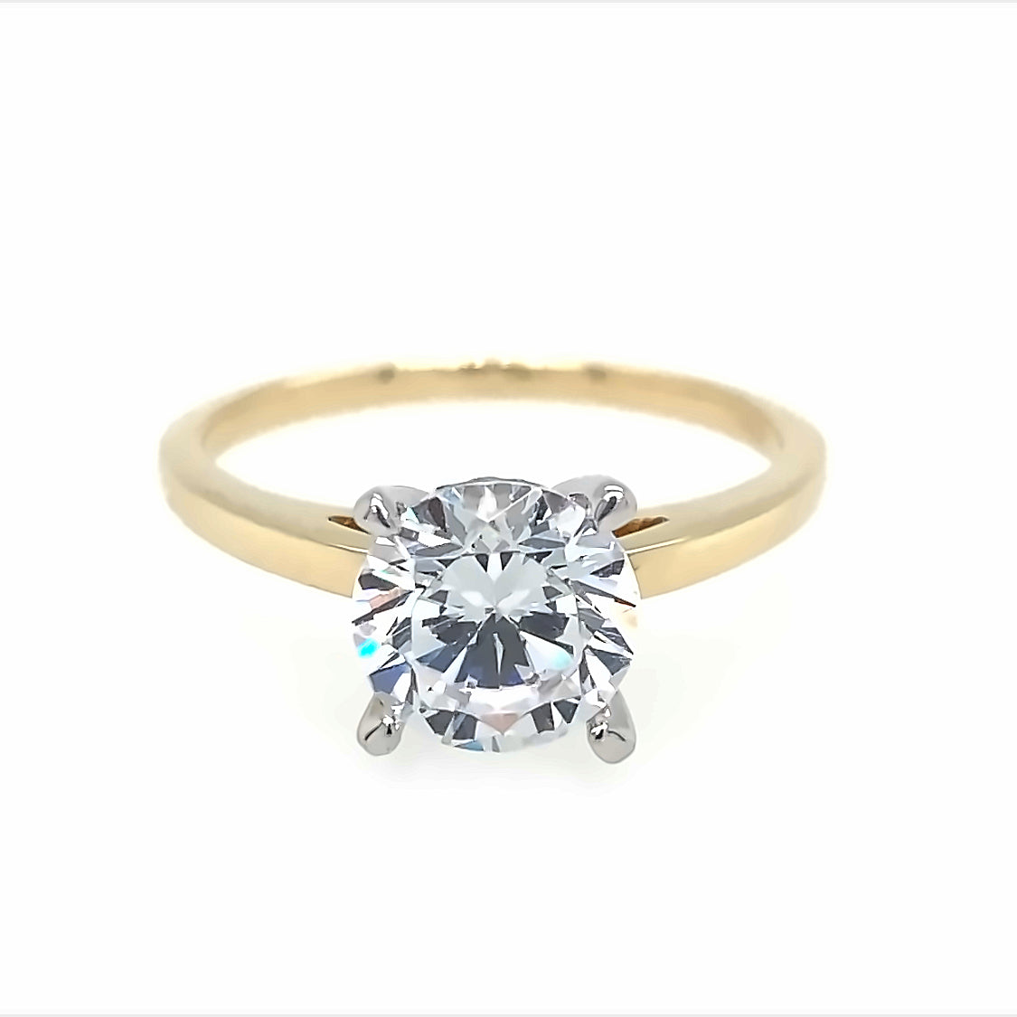 14K Yellow And White Gold Hidden Halo Round Natural Diamonds Natural Diamonds Engagement Ring