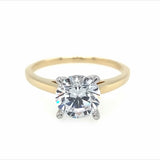 14K Yellow And White Gold Hidden Halo Round Natural Diamonds Natural Diamonds Engagement Ring