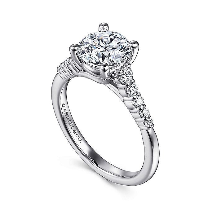 14K White Gold Reed Classic Round Diamond Engagement Ring