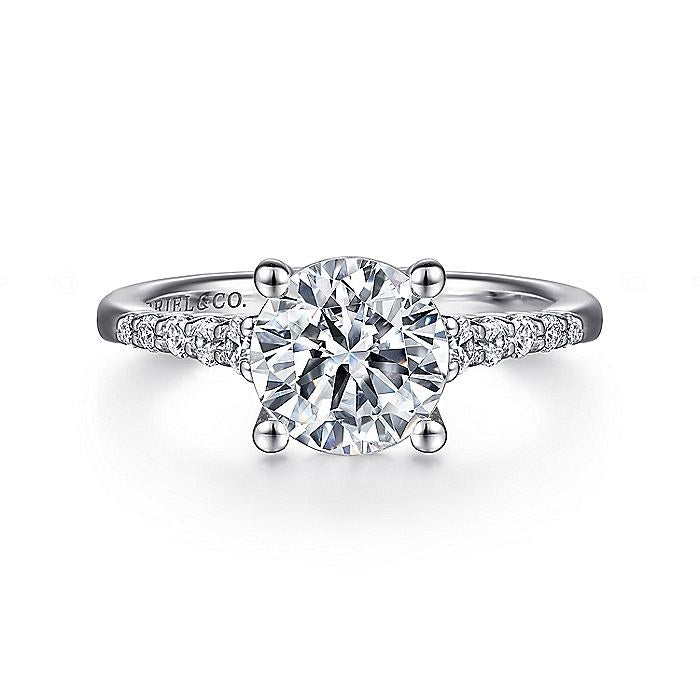 14K White Gold Reed Round Diamond Engagement Ring