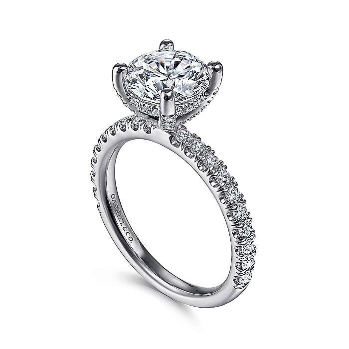 14K White Gold Amira Round Diamond Engagement Ring