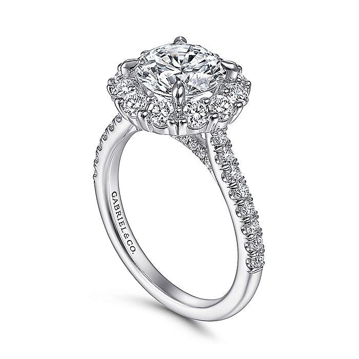 14K White Gold Charmaine Halo Round Diamond Engagement Ring