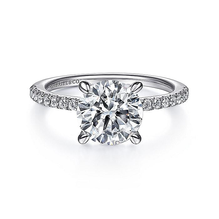 14K White Gold Broderick Classic Round Diamond Engagement Ring