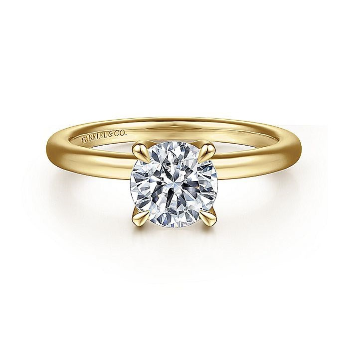 14K Yellow Gold Evelynn Solitaire Round Natural Diamonds Engagement Ring