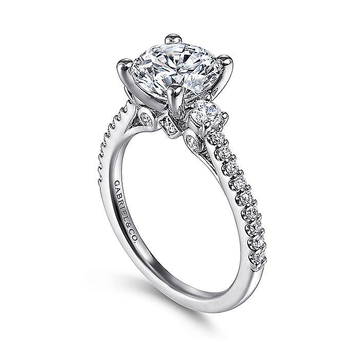 14K White Gold Chantal Three Stone Round Diamond Engagement Ring